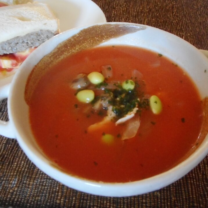 枝豆とマッシュルームの野菜スープ